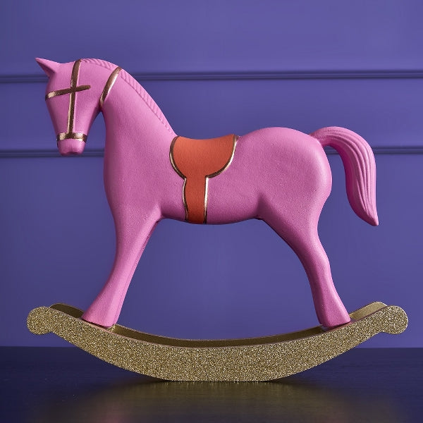 Schaukelpferd „Goldene Weihnachten“ (Pink)