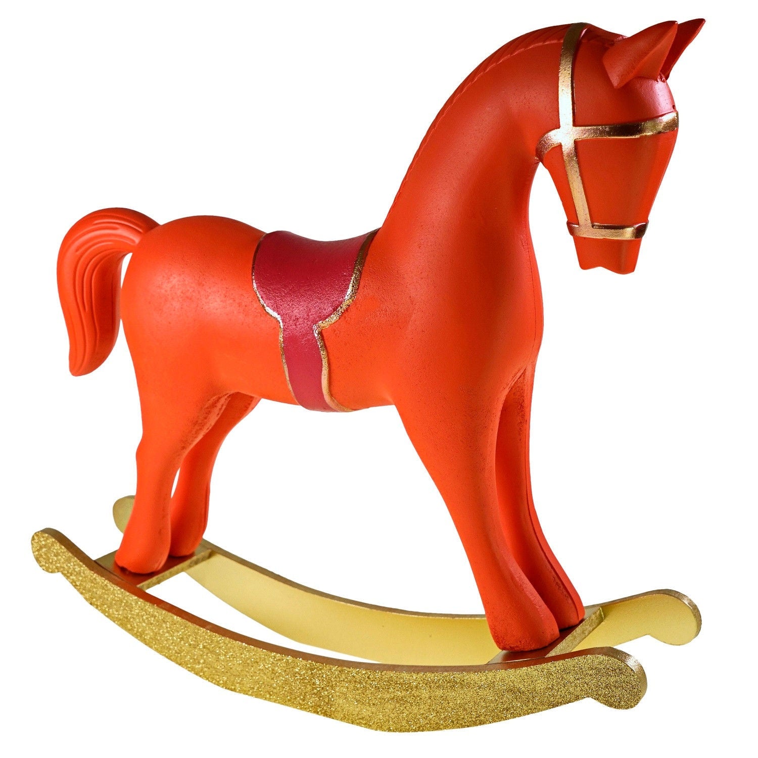 Schaukelpferd „Goldene Weihnachten“ – Groß (Orange)